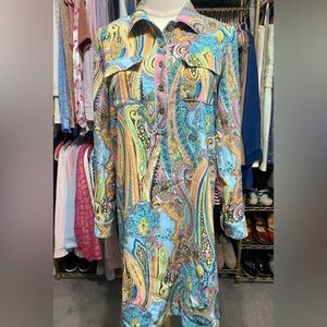 Tommy Hilfiger Multicolor Paisley Print Button-Down Shirtdress.